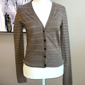 American Eagle Outfitters Vintage Cuff Off Crop Button Sparkle Cardigan Sweater